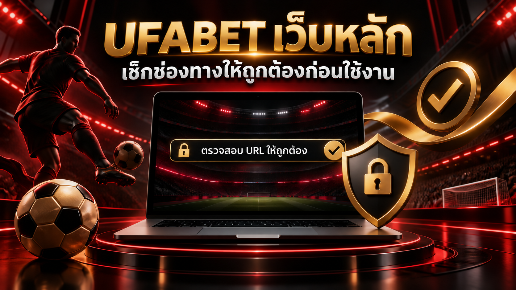 ภาพประกอบ UFABET เว็บหลัก พร้อมข้อความแนะนำให้ตรวจสอบช่องทางก่อนใช้งาน